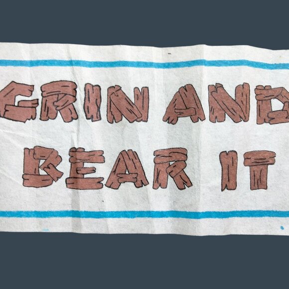 Grin And Bear It Rustic Wall Hanging 20 x 9 Vintage Rustic Cottage Lodge Camper - Picture 2 of 9